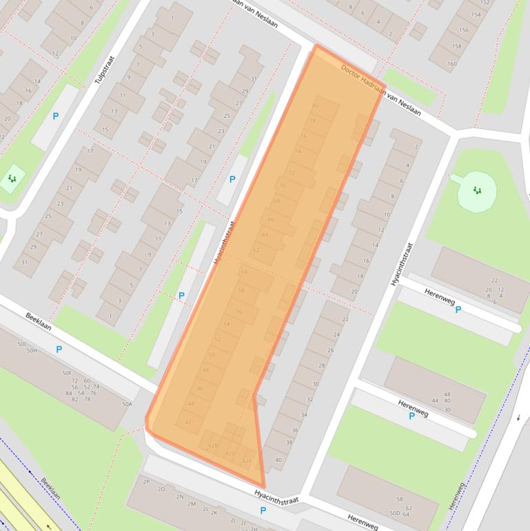 Kaart van postcodegebied 2201BZ.