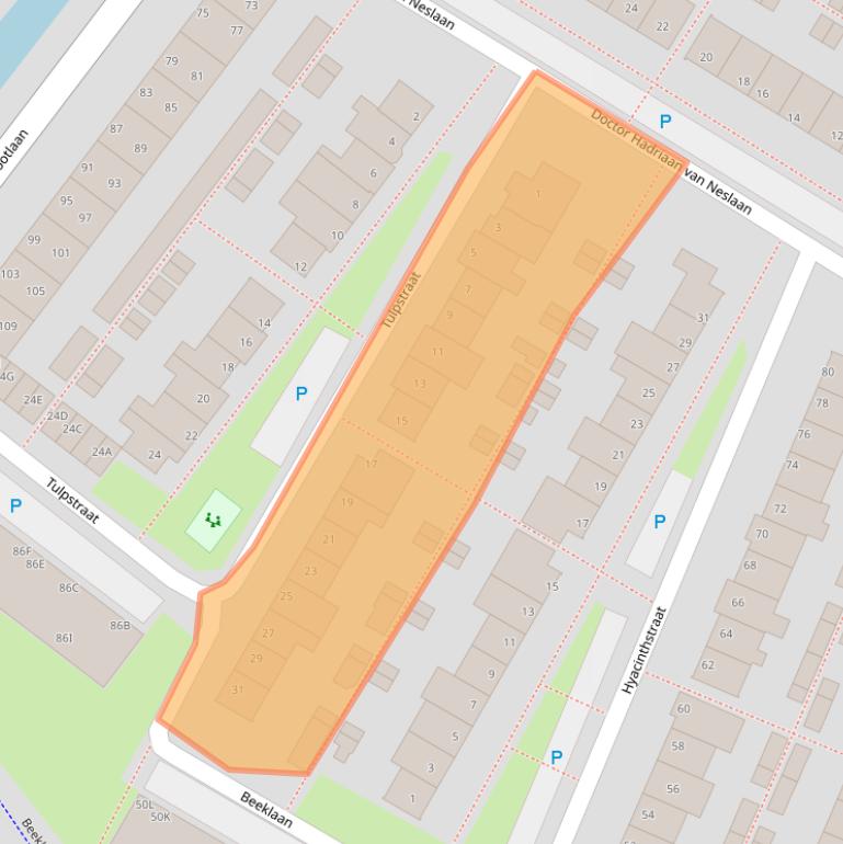 Kaart van postcodegebied 2201CB.