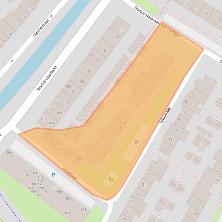 Kaart van postcodegebied 2201CC.