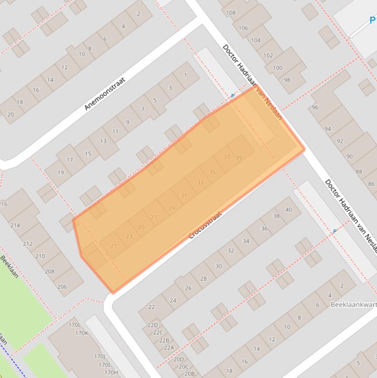 Kaart van postcodegebied 2201CJ.