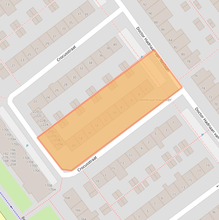 Kaart van postcodegebied 2201CK.