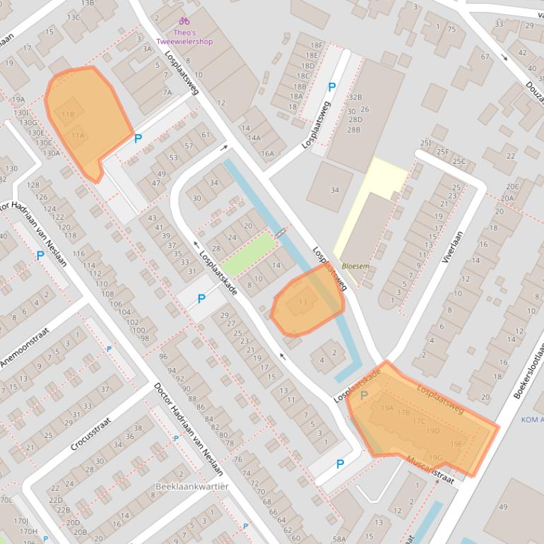 Kaart van postcodegebied 2201CT.