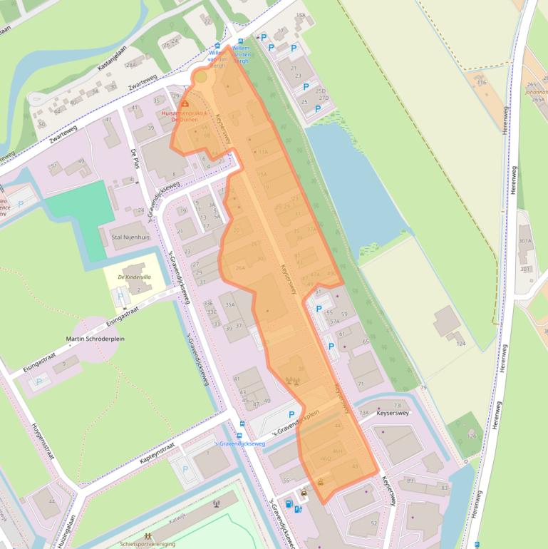 Kaart van postcodegebied 2201CW.