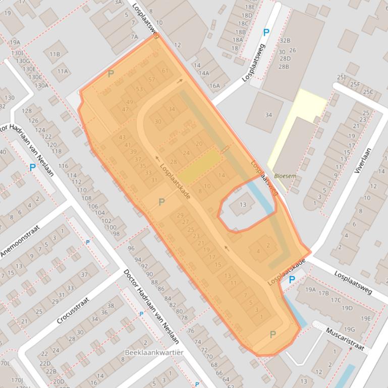 Kaart van postcodegebied 2201DB.