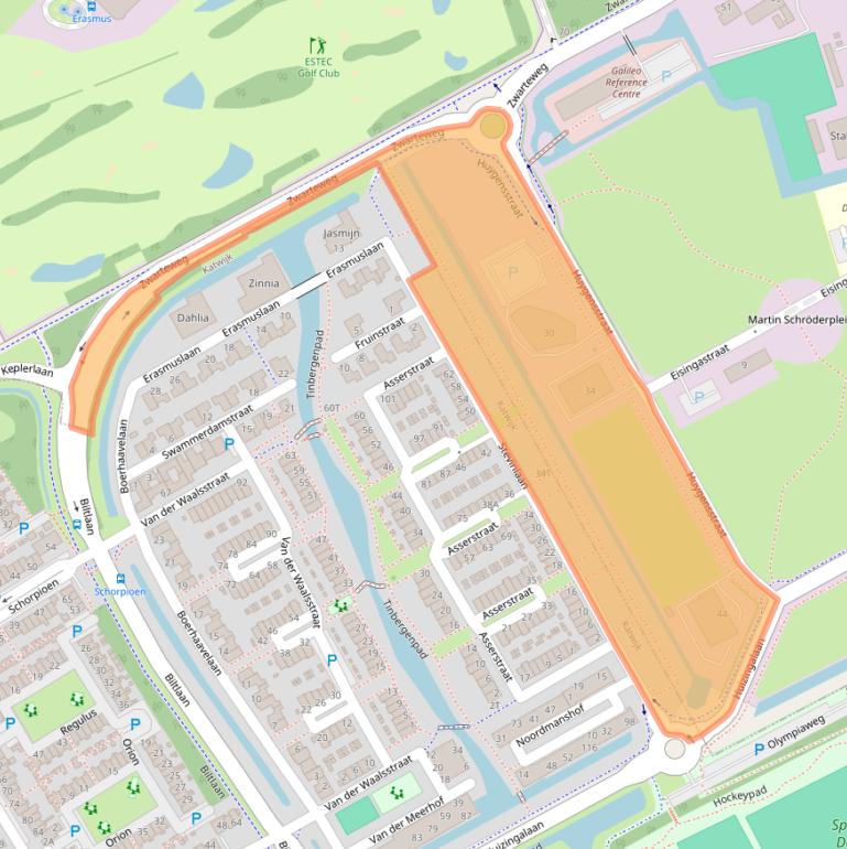 Kaart van postcodegebied 2201DK.