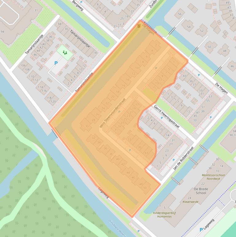 Kaart van postcodegebied 2201DM.