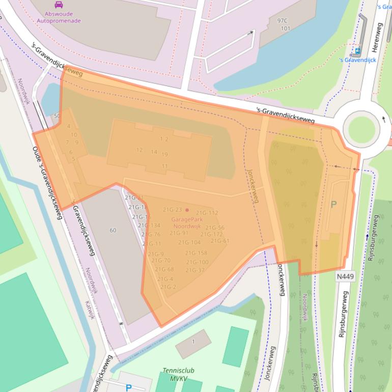Kaart van postcodegebied 2201DZ.