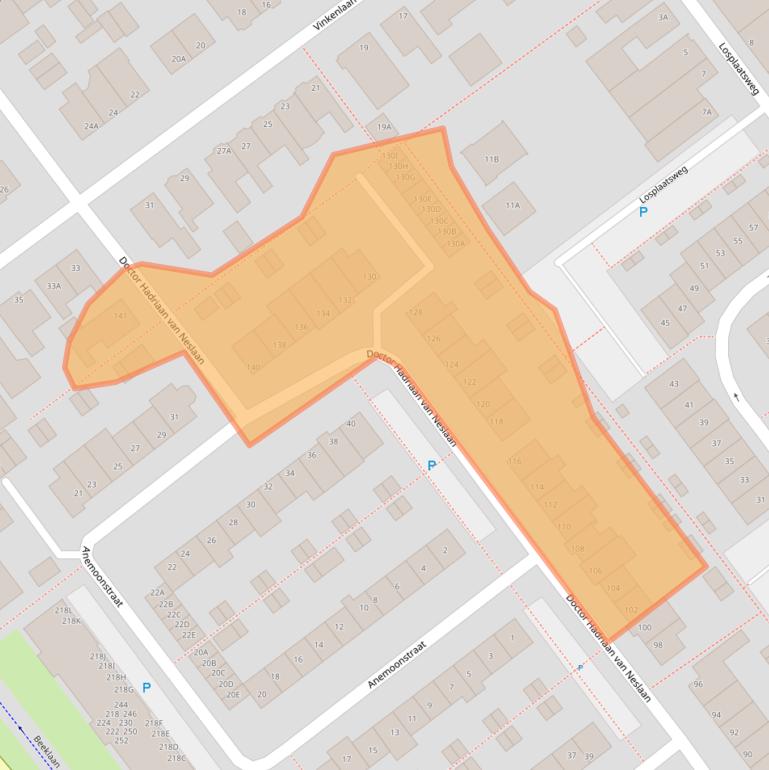 Kaart van postcodegebied 2201GG.