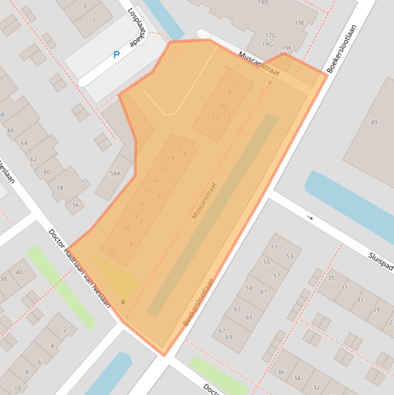 Kaart van postcodegebied 2201GJ.