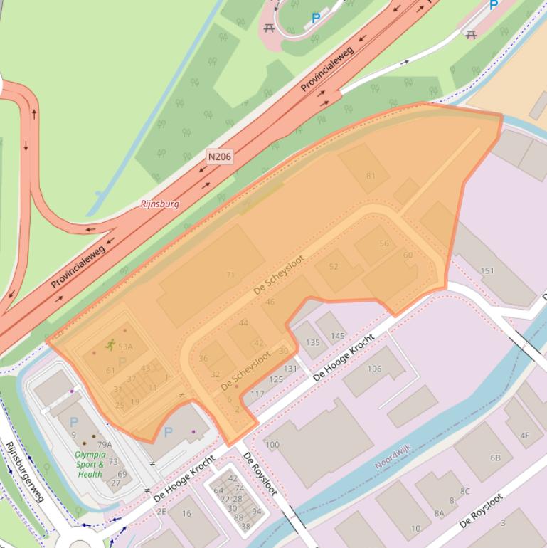 Kaart van postcodegebied 2201GN.