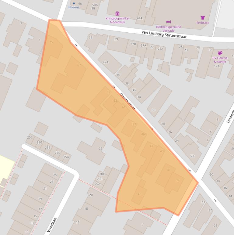 Kaart van postcodegebied 2201JC.