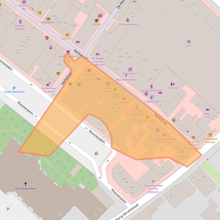 Kaart van postcodegebied 2201KK.