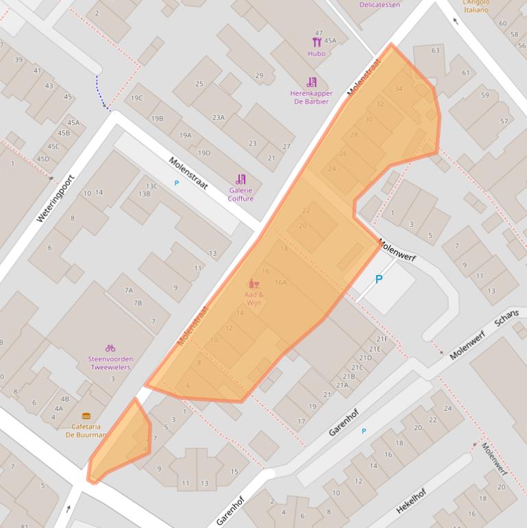 Kaart van postcodegebied 2201KZ.