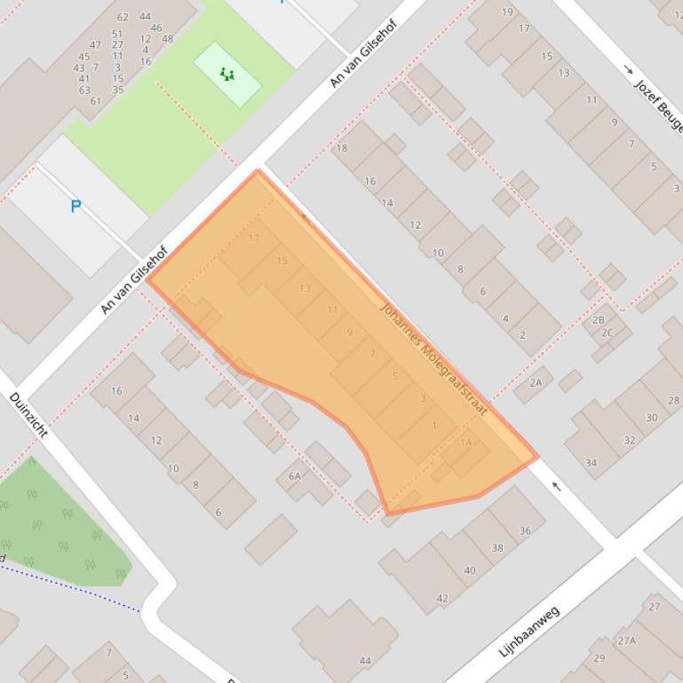 Kaart van postcodegebied 2201LJ.