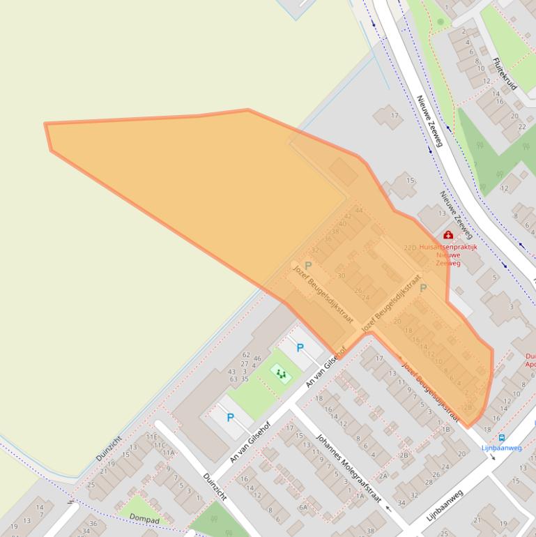 Kaart van postcodegebied 2201LM.