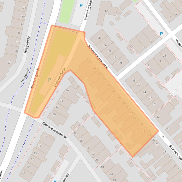 Kaart van postcodegebied 2201RB.