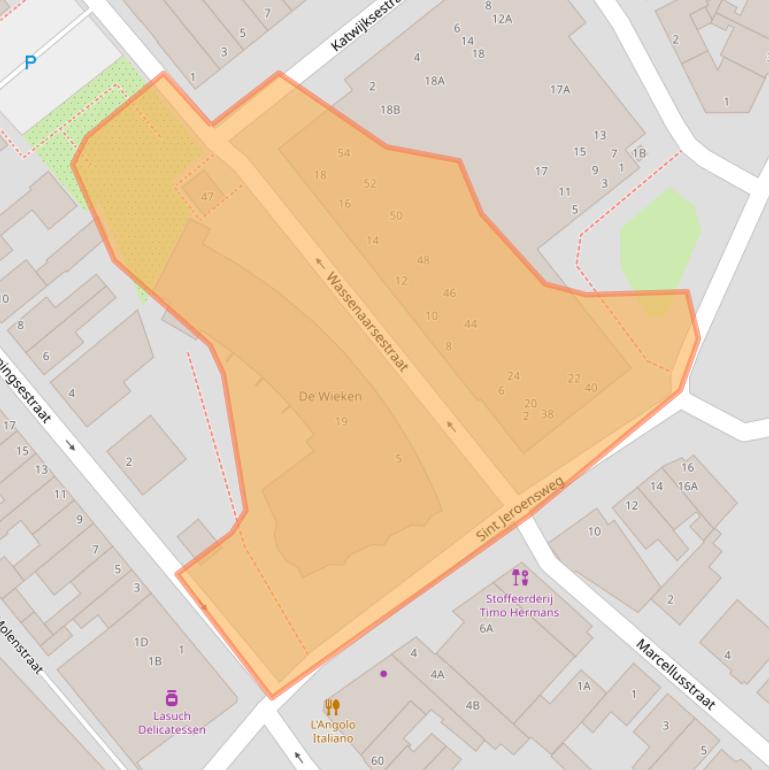 Kaart van postcodegebied 2201RD.