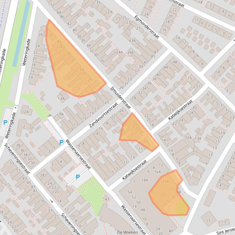 Kaart van postcodegebied 2201RE.