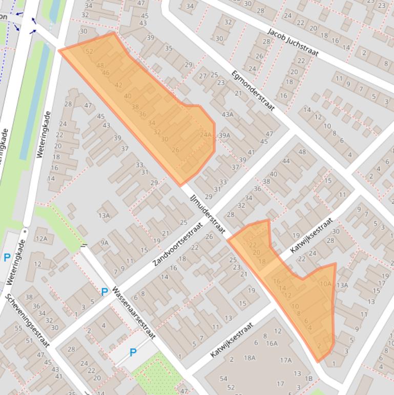 Kaart van postcodegebied 2201RG.