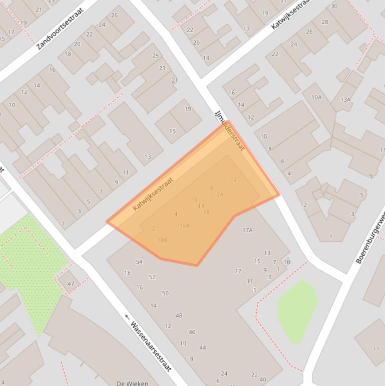 Kaart van postcodegebied 2201RX.