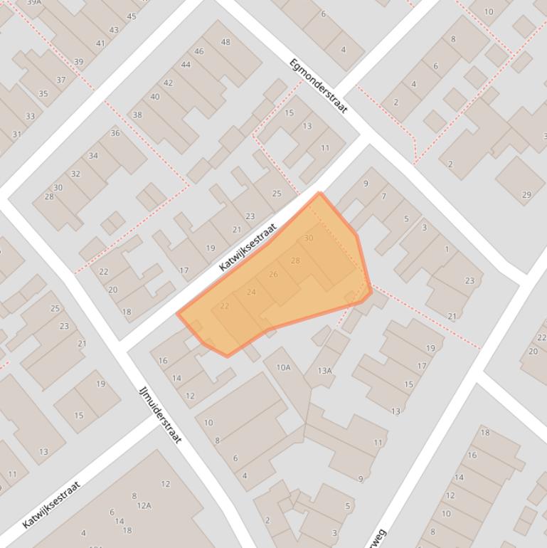 Kaart van postcodegebied 2201RZ.