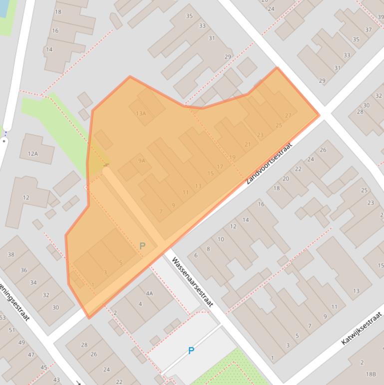 Kaart van postcodegebied 2201SB.