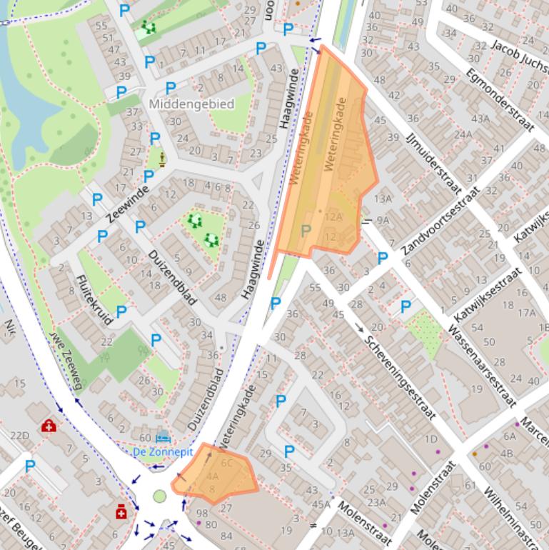 Kaart van postcodegebied 2201SH.