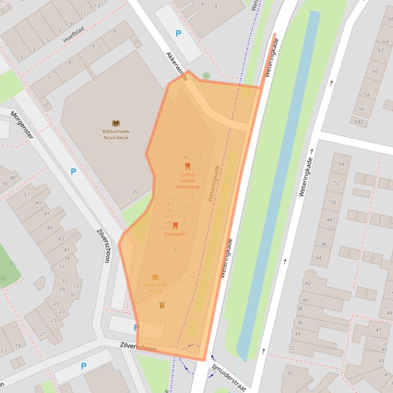 Kaart van postcodegebied 2201SK.