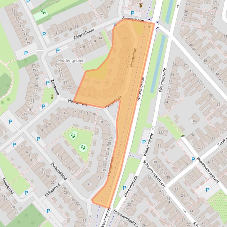 Kaart van postcodegebied 2201SV.
