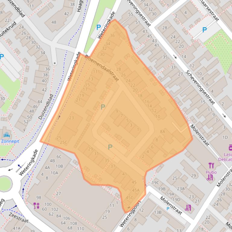 Kaart van postcodegebied 2201SW.