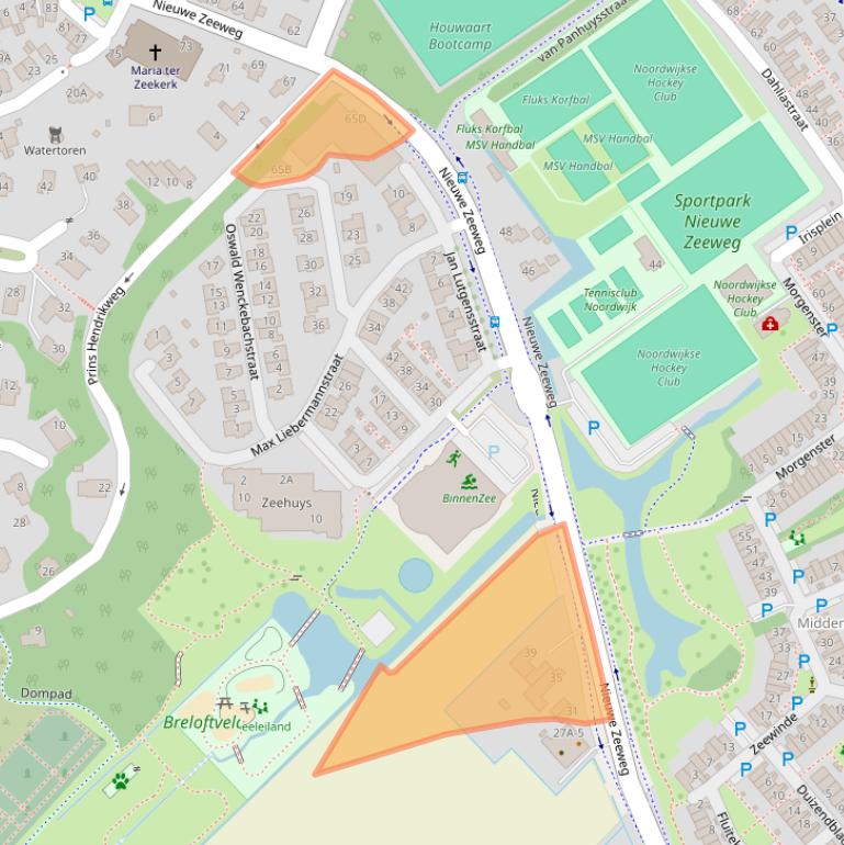 Kaart van postcodegebied 2201TM.