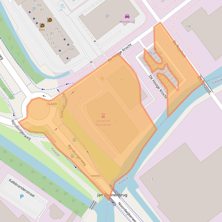 Kaart van postcodegebied 2201TX.