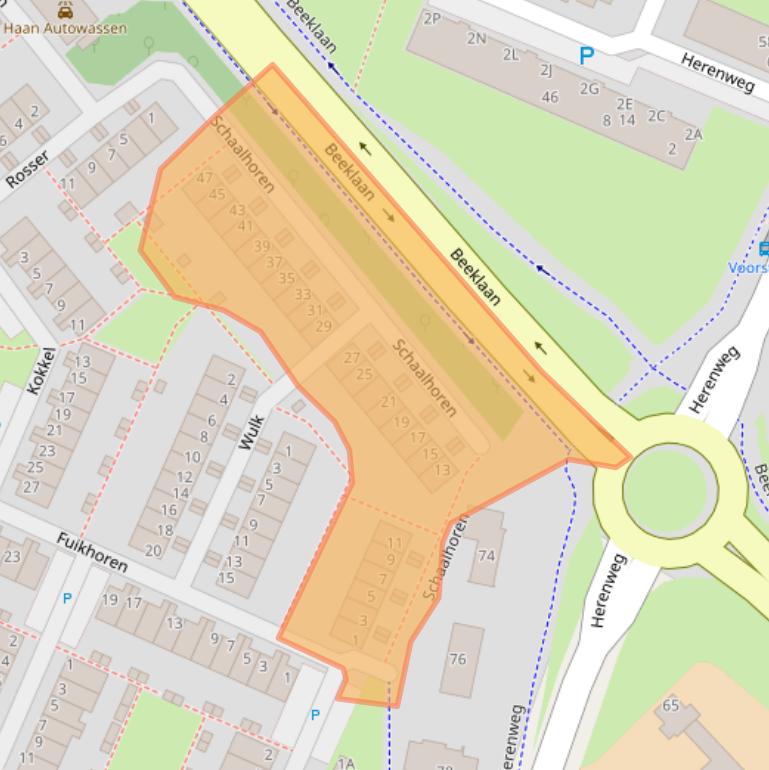 Kaart van postcodegebied 2201VB.