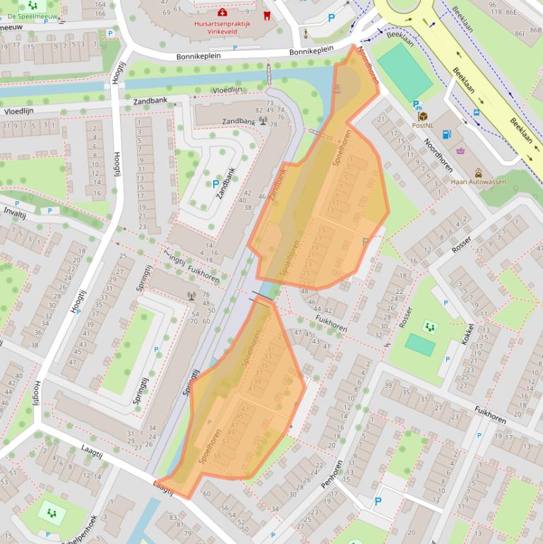 Kaart van postcodegebied 2201VW.