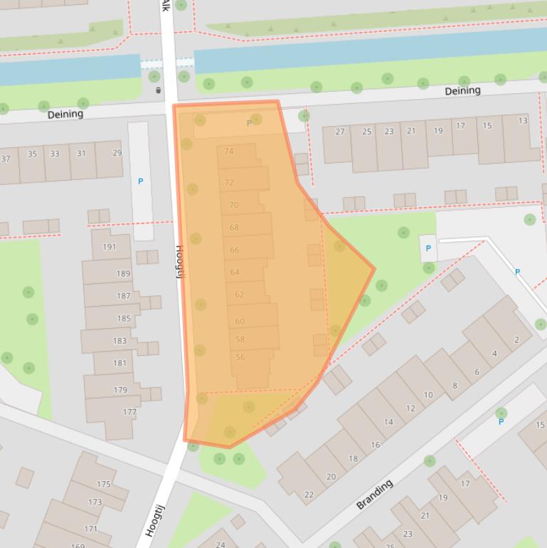 Kaart van postcodegebied 2201VZ.
