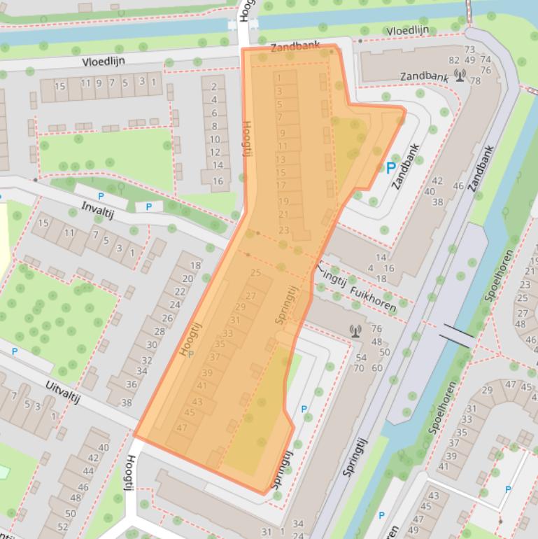 Kaart van postcodegebied 2201WB.