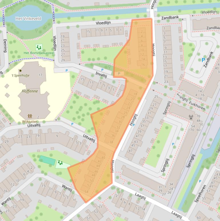Kaart van postcodegebied 2201WD.