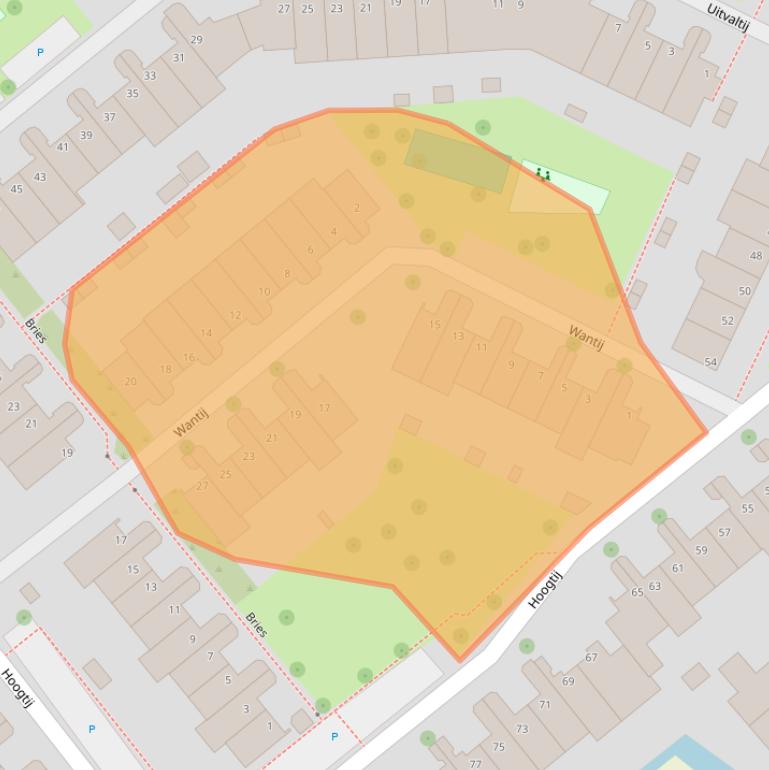 Kaart van postcodegebied 2201WJ.