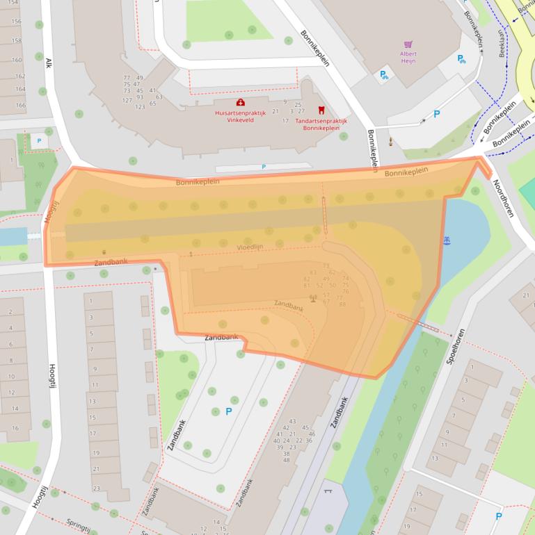 Kaart van postcodegebied 2201WT.