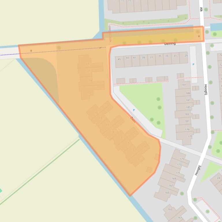 Kaart van postcodegebied 2201WZ.