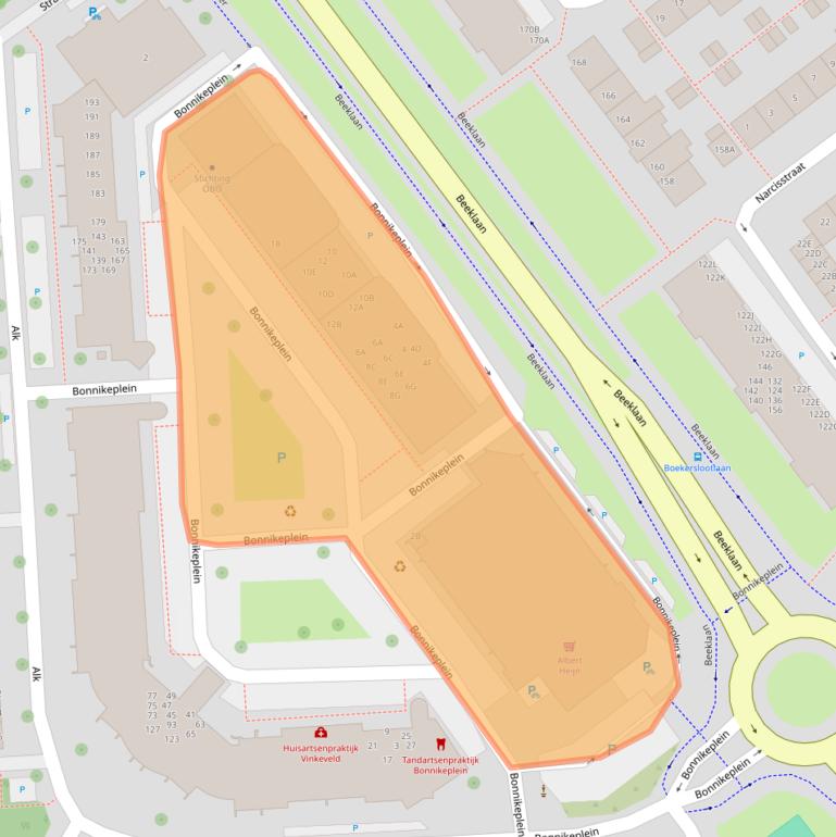 Kaart van postcodegebied 2201XA.