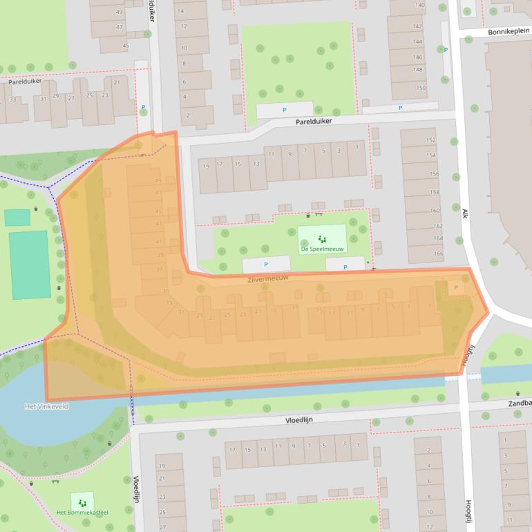 Kaart van postcodegebied 2201XC.