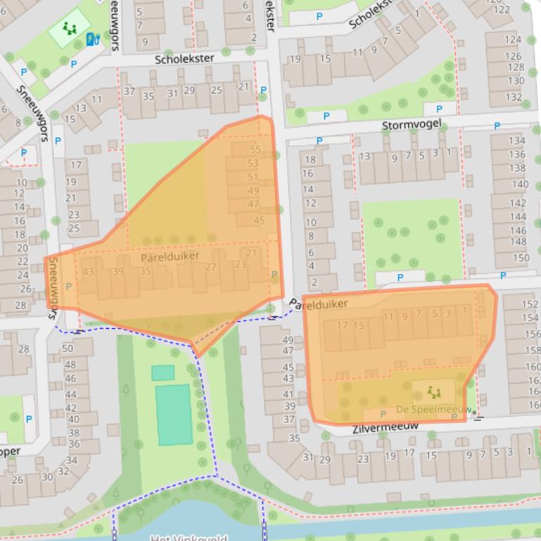 Kaart van postcodegebied 2201XE.
