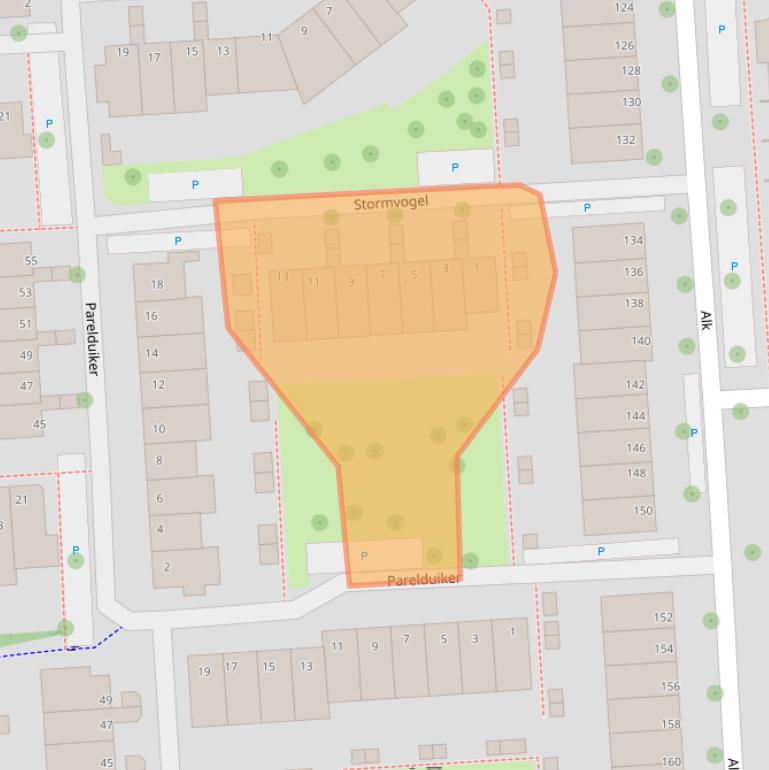 Kaart van postcodegebied 2201XG.