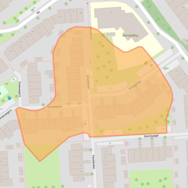 Kaart van postcodegebied 2201XH.