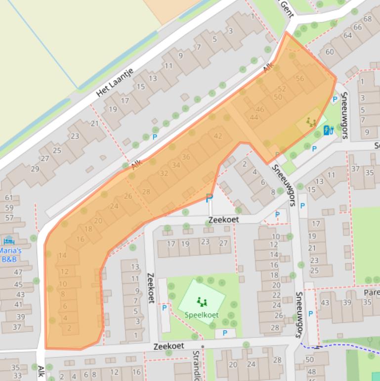 Kaart van postcodegebied 2201XN.