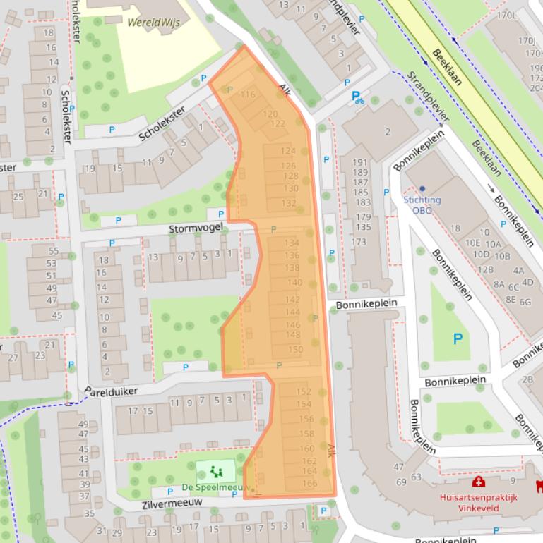 Kaart van postcodegebied 2201XR.