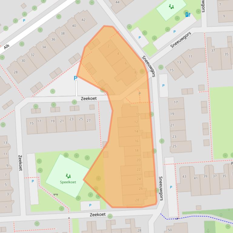 Kaart van postcodegebied 2201XV.