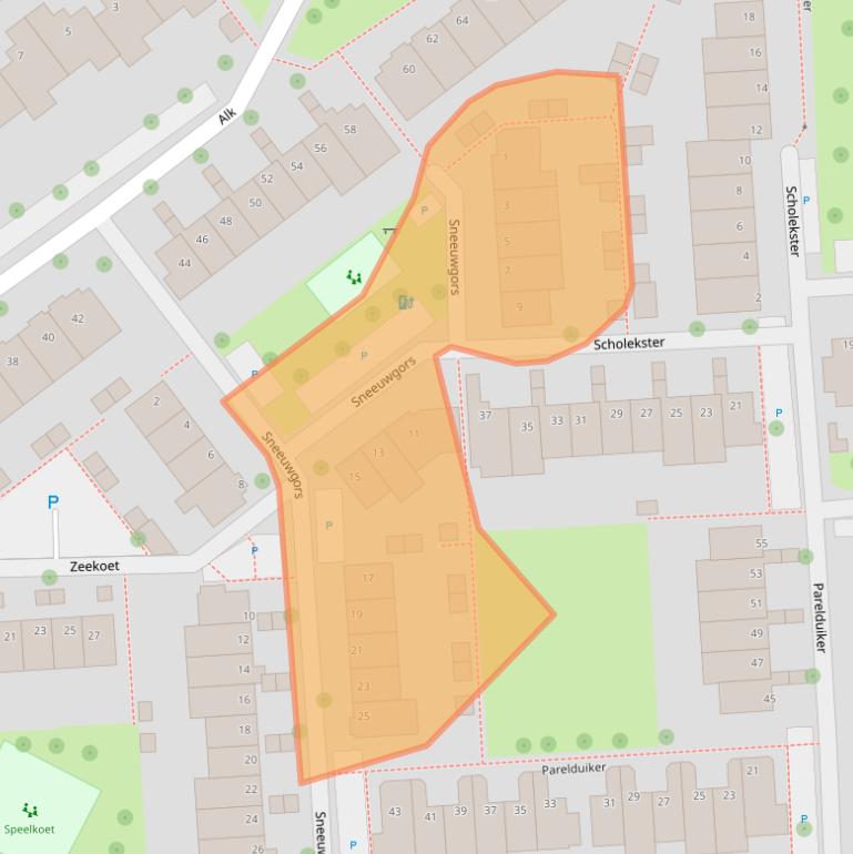 Kaart van postcodegebied 2201XW.
