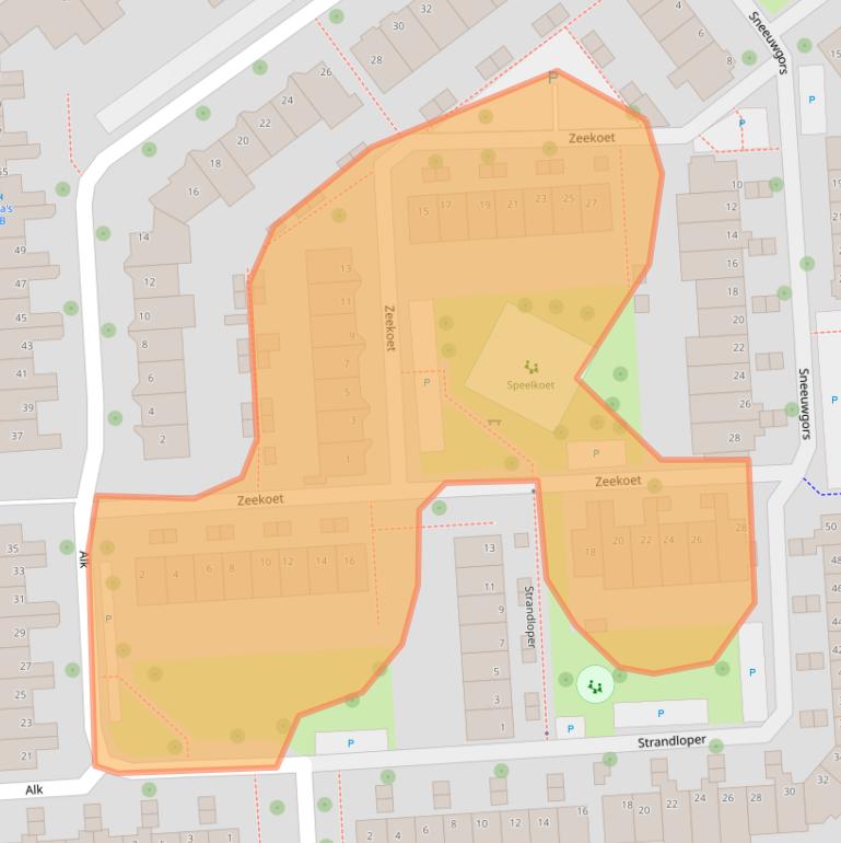 Kaart van postcodegebied 2201XX.